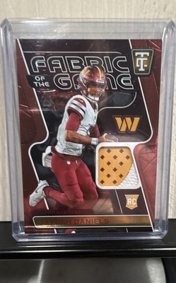 24 Panini Certified Fabric Jayden Daniels Mirror Red /99 Commanders dual patchRC