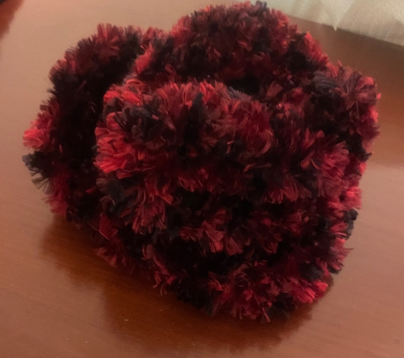 knit hat beanie, handmade by professional knitter, maroon & blac, women's one-si