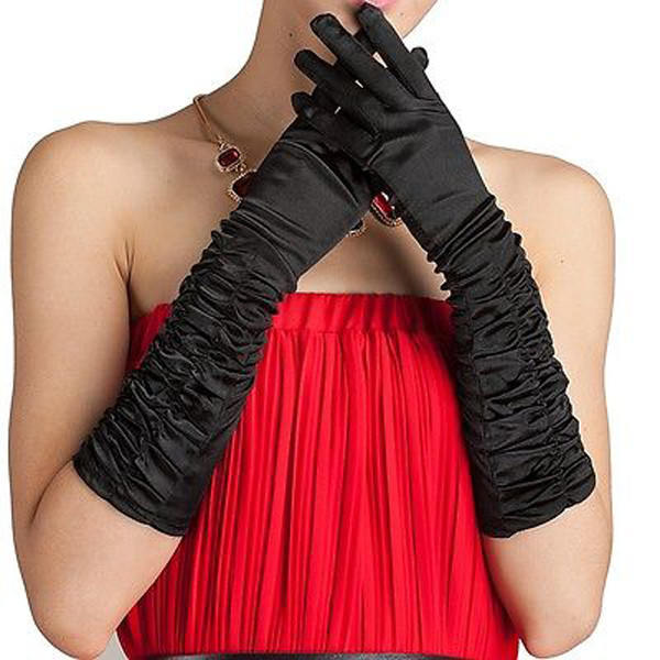 HOT SALE Ladies Wedding Party Evening Opera Prom Dress Satin Pleated Gloves US