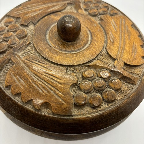 Vintage Holzkiste mit Deckel handgeschnitzt Schmuck Box Trauben Blätter 6 Zoll breit - Bild 6 von 14