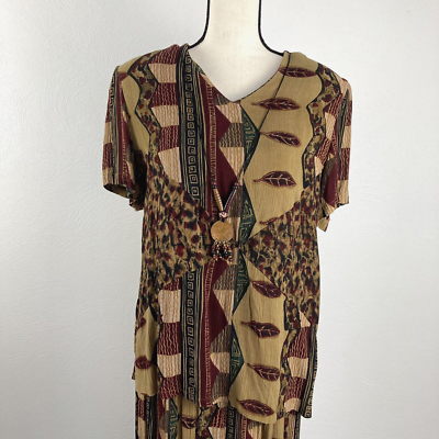 Vintage Karin Stevens Maxi Dress Womens Size 10 Bohemian Tribal