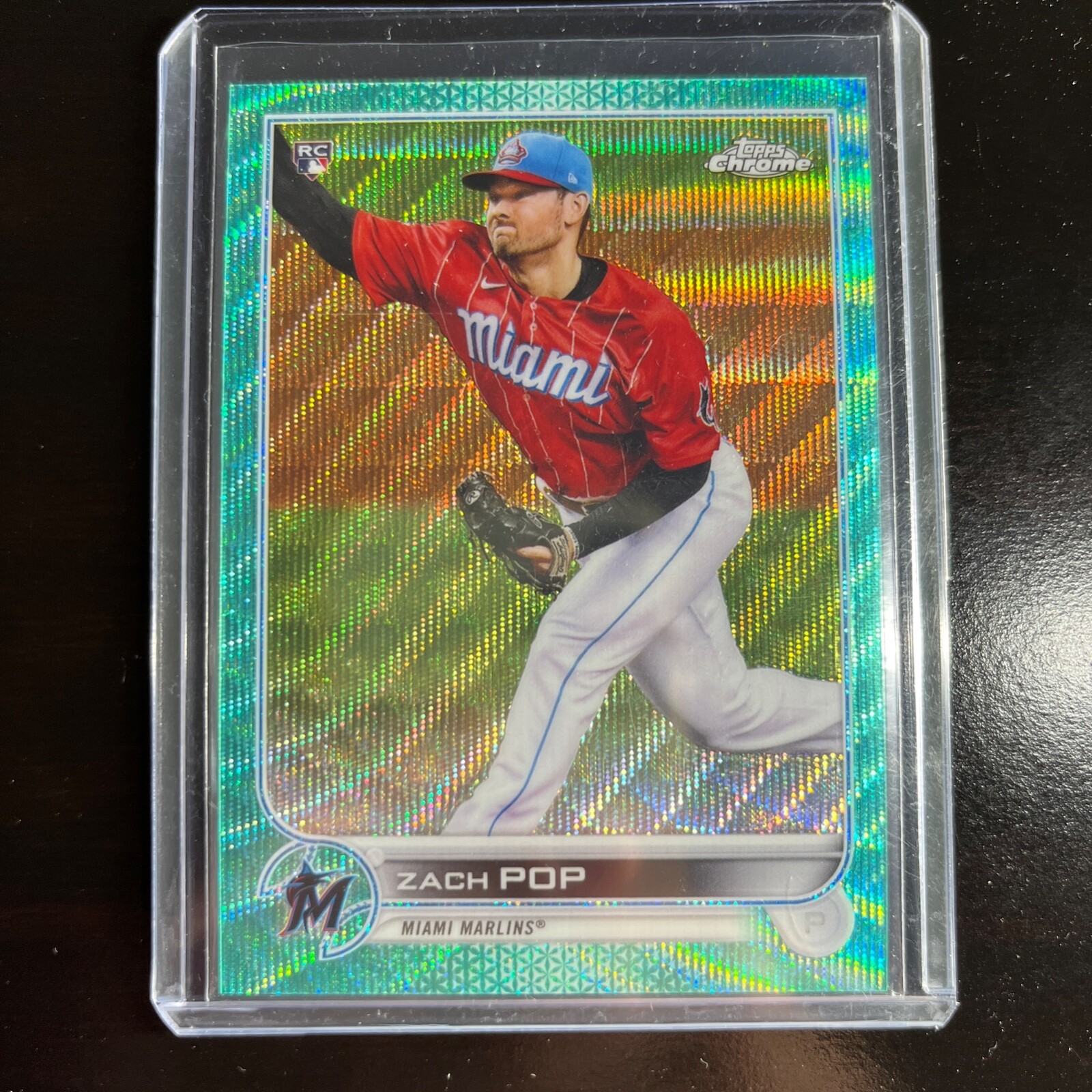 2022 Topps Chrome Zach Pop RC #41 Aqua Refractor 57/199 - Miami Marlins Rookie