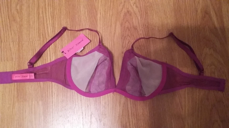 NUEVO CON ETIQUETAS $40 Damas BETSEY JOHNSON Sujetador Talla 30C Demi Sujetador sin forro Púrpura Foto 3 de 4