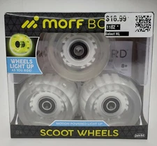 Morf Board Replacement Scoot Glow Wheels 3 Pack Clear Light Up Sealed NOS NEW