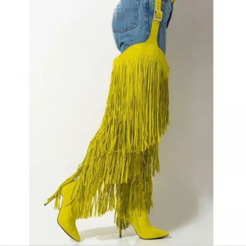 Occident Gürtel Overknee Stiefel Damen Sexy Quasten Party Schuhe - Bild 9 von 11