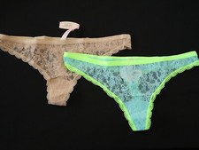 2 NEW Victoria's Secret VTG 2015 Lace Signature Thong Panties Lot LARGE
