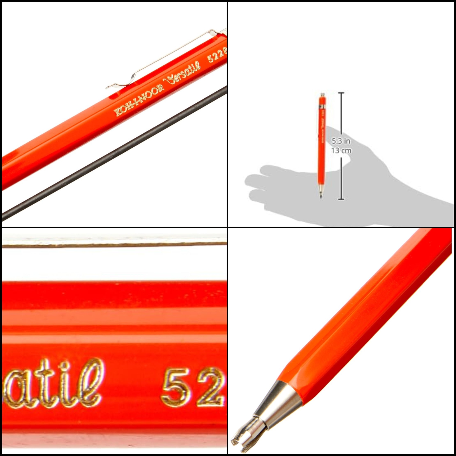 Koh-I-Noor 2mm Diameter Short Mechanical Clutch Lead Holder Pencil - (Red)...