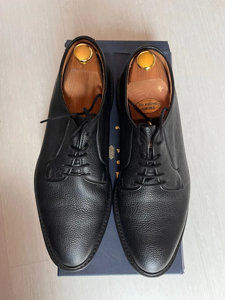Trickers Fenwick UK 10 Black Olivvia Pebble Grain Derby Blucher - Imagen 2 de 4