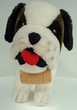Vintage 1979 Plush Dakin St Bernard Rescue Dog w/ Wooden Barrel - 15" Long