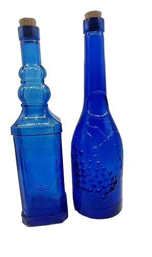 Vintage Franco Moretti Scavo Murano Glass Bottle Signed Red, Blue