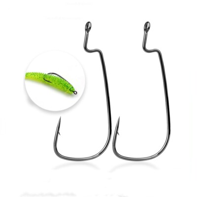 50pc Crank Fishing Hooks Size Mixed Set Barbed Single Hook High Carbon Steel
