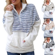 Sweatshirt for Women Loose Fleece Long Sleeve Pullover Autumn Winter Zip Top