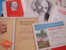 10 Urkunden Konvolut LENIN Ehrenurkunde Kommunist Partei UdSSR Sowjetunion