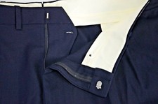 New Vintage Unbranded Men's Wool Slacks Sz 45 USA Unhemmed Black Career Trousers