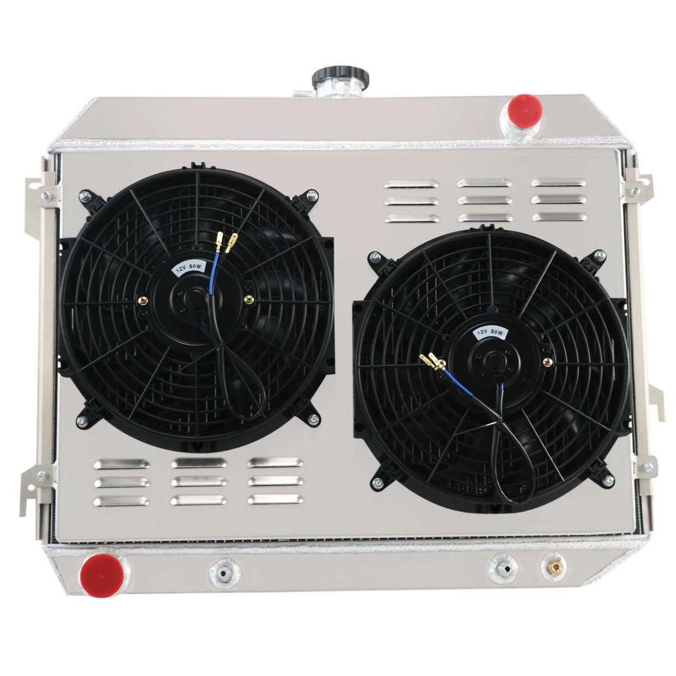 3 Rows Aluminum Radiator Shroud Fan&Relay For 1968-73 1970 Plymouth Road Runner - Image 3 of 4