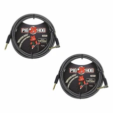 Pig Hog PCH10AGR Right-Angle 10ft Amplifier Grill Guitar Cable, 2-Pack