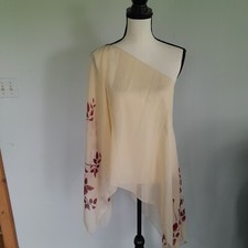 Sheer Rose Print Scarf New Red