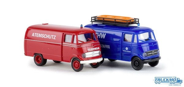 Brekina Feuerwehr / Technisches Hilfswerk 2Er Set Mercedes Benz L 319 90465-image