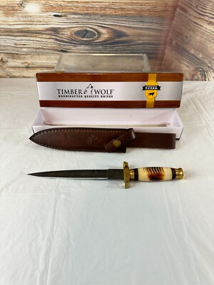 Timber Wolf Custom Steel Series Knife Handcrafted Original Box Leather Sheath