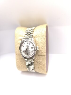      750/ 18 Karat Rolex Lady  Datejust 26mm Weißgold President Armband    