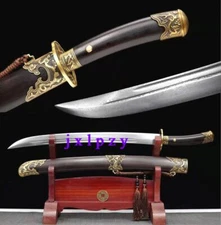 Sharp Wushu Broadsword Folded Damascus Steel Blade Kung Fu Sword Qing Dao Battle
