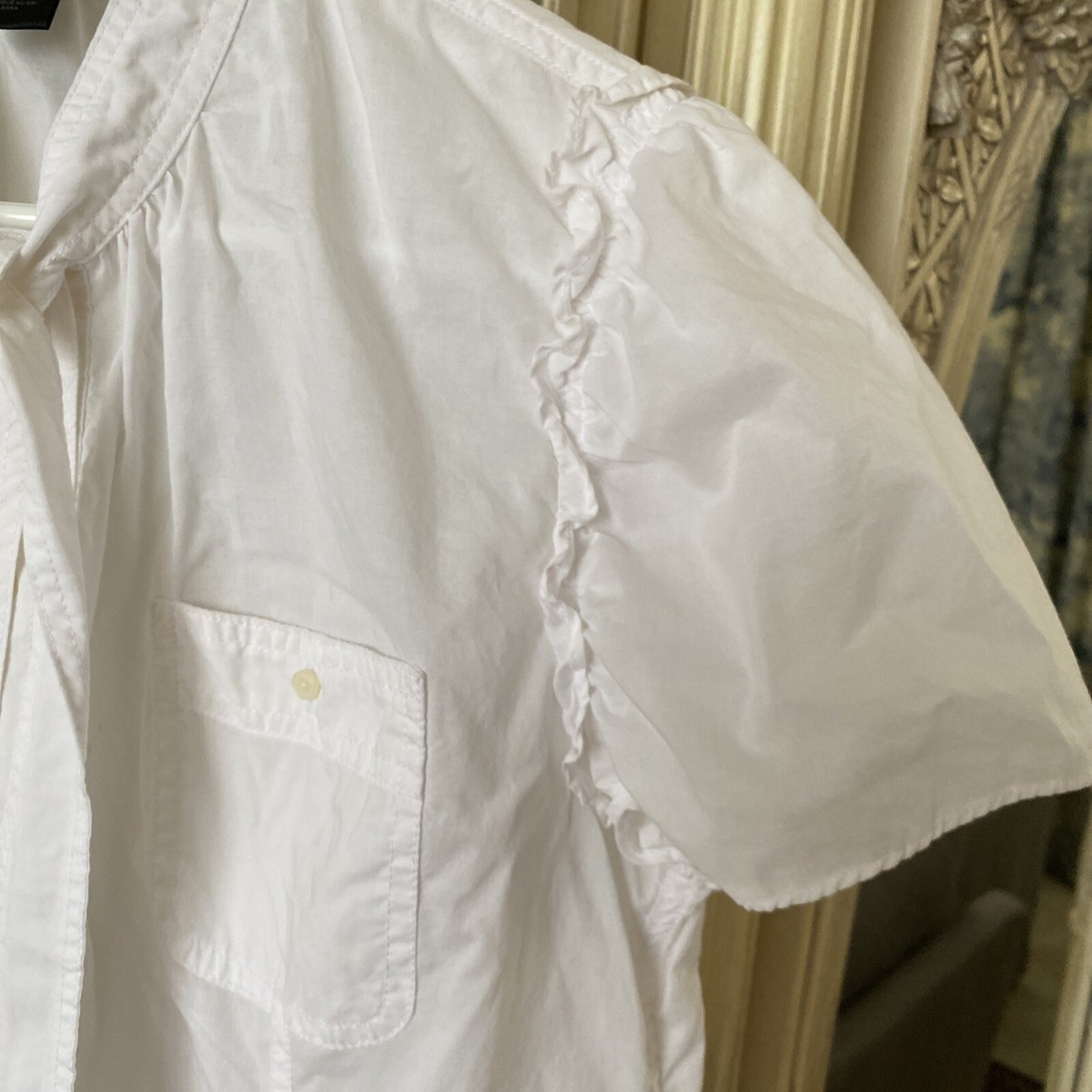 Marc Jacobs Women's White Tie Neck Button UpBlouse 12 Cotton