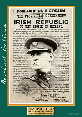 Exklusives A4 Ostern 1916 Michael Collins Poster Irish Rebel Leader