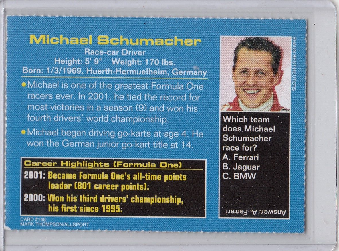 Carte Michael Schumacher #148 Sports Illustrated 2002 - PSA 8 - Ferrari