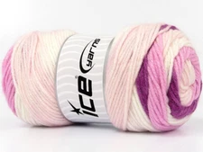 4-Skein Lot Big Bang Yarn Medium Acrylic 4x100g/200m Pink White Purple