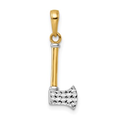 Echter 14kt und weiß Rhodium Diamantschliff Axt Anhänger