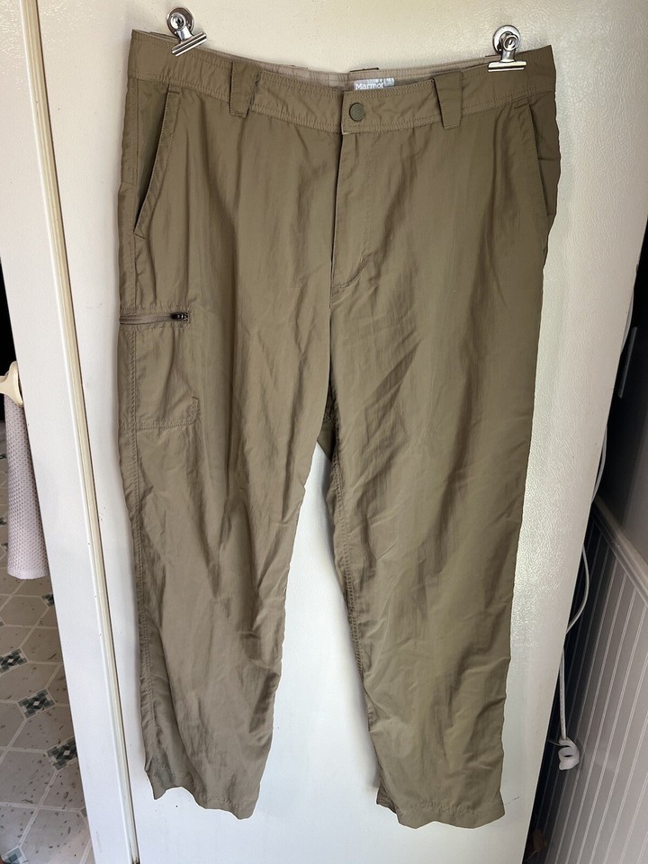 Marmot Pants Men's Khaki Tan Sz 36 X 32 100 Nylon Hiking Outdoor