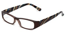 Calabria 734 Reading Glasses w/Wavy Striped Design Matching Case in Brown 1.75
