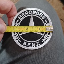 Rare Black And Silver Mercedes Benz Logo Embroidered Iron On Patch 3 1/8" Inches