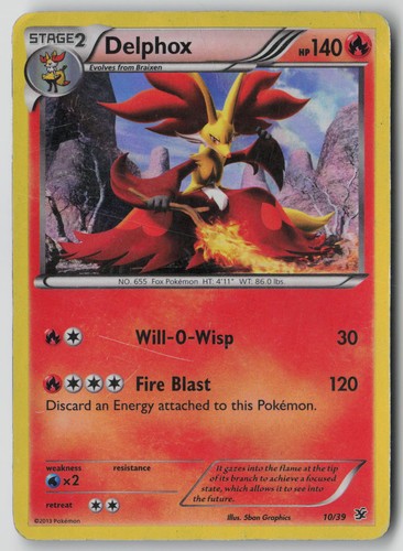 Delphox 10/39 Kalos Starter Set Pokemon Holo DMG