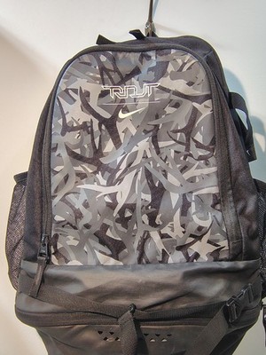 Nike Mike Trout Vapor Elite Baseball Backpack BA5436 School Book Bag Black Gray
