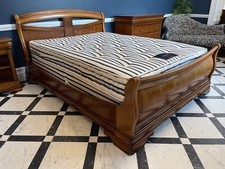Double 4’6 French Wooden Vintage Cherry Sleigh Style Bed & Luxury Mattress