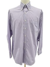 Brooks Brothers Mens L Purple Supima Cotton Mini Check Button Down Shirt NWOT