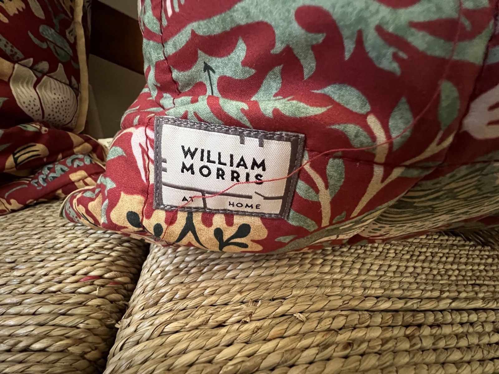 XL William Morris At Home Red Strawberry Thief  24” Square Pillow