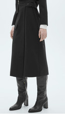 NEW MANGO MNG BLACK SOFI POCKET MIDI SKIRT WITH BUCKLE DETAIL SZ 4 36