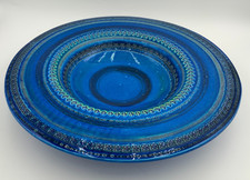Crate & Barrel Italian Pottery Bitossi Rimini Blue Aldo Londi 18 1/2" Dia Bowl
