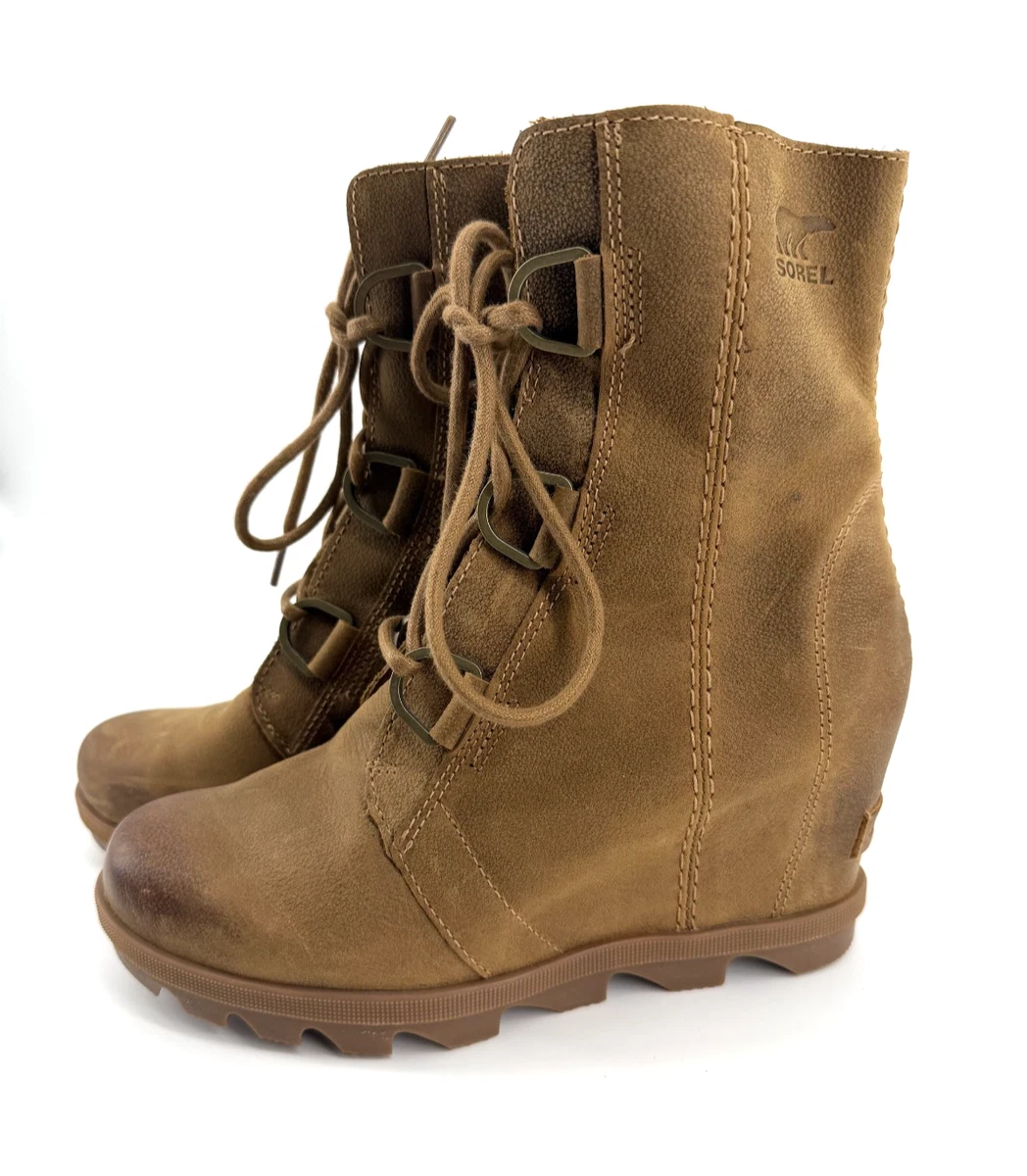 NEW Sorel Joan of Arctic Wedge II Boots Women 7 Camel Brown Leather Waterproof