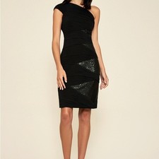 Tadashi Shoji  Sequin Black One-Shoulder Dress size 6