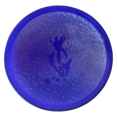 Jenelle Kathan Moonbeam Glass Works Dekorativ Platte Fisch Kobaltblau Schillernd