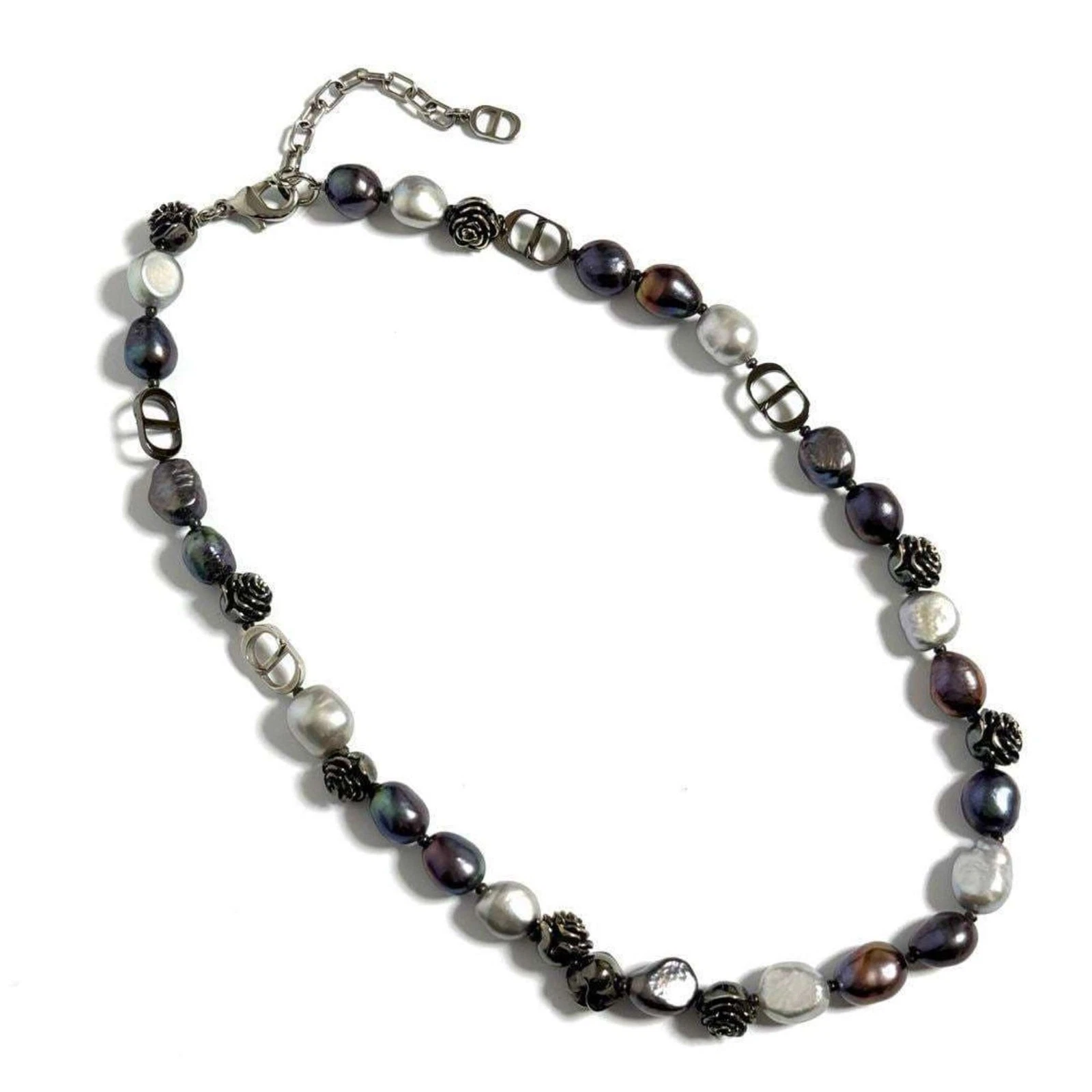 Bijou collier Dior CD métal argenté authentique