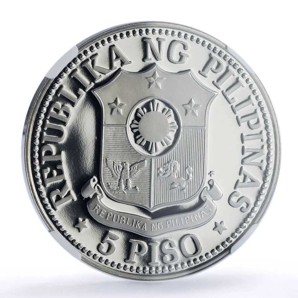 Philippines 5 piso Republic Coinage New Society Marcos PF70 NGC CuNi coin 1976 - Image 2 of 4
