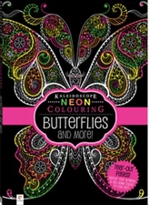 Neon Butterflies + More Adult Coloring Book - paperback Hinkler Books
