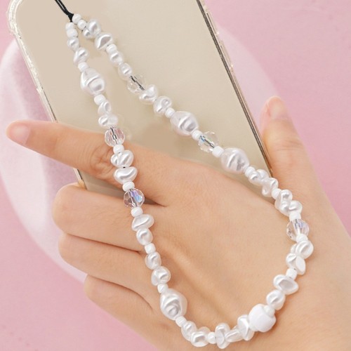 Imitation Pearl Mobile Phone Charm Chain Lanyard Case Pendant Keychain Cute - 第 2/12 張圖片