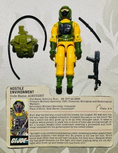 G.I. Joe  1985 Airtight v1 with Original File Card, 100% COMPLETE, NICE