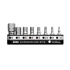 ANEX AK-51P-B8H1 Ultra Short Bit Hex Wrench with Holder 8-Piece Set