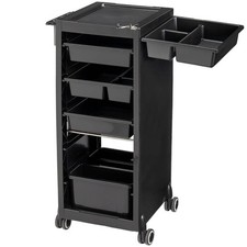 Salon Trolley Cart with Drawers, Tools Holder, Hair Cart Storage Organizer Black